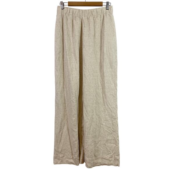 NWT Abercrombie Linen-Blend Pull-On Wide Leg Trouser Pant Light Beige Medium - Picture 4 of 8